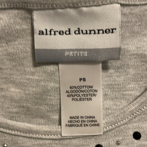 NWT - Alfred Dunner - Gray 3/4 Sleeve Floral Shirt - Petite Small - Picture 3 of 8